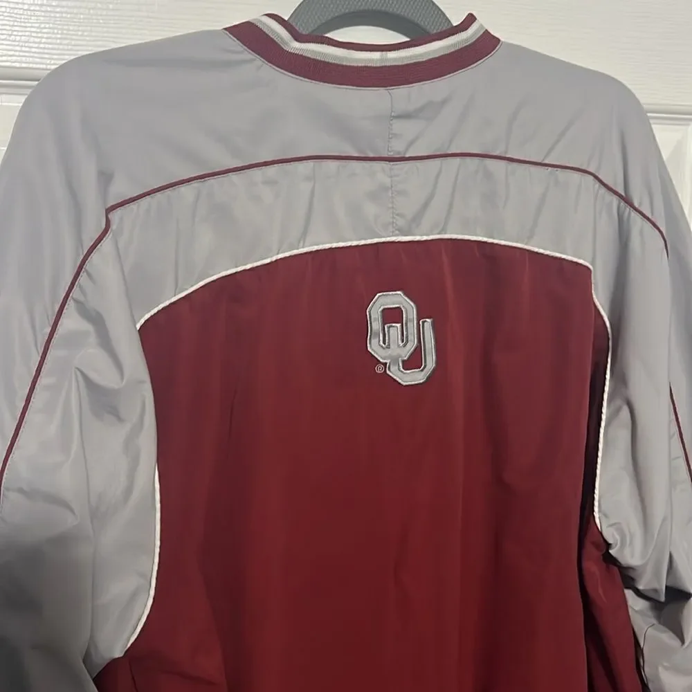 🏈 Vintage OKLAHOMA SOONERS Polyester Pullover Jacket Fleece Lined Men Sz L -EUC - Picture 7 of 12